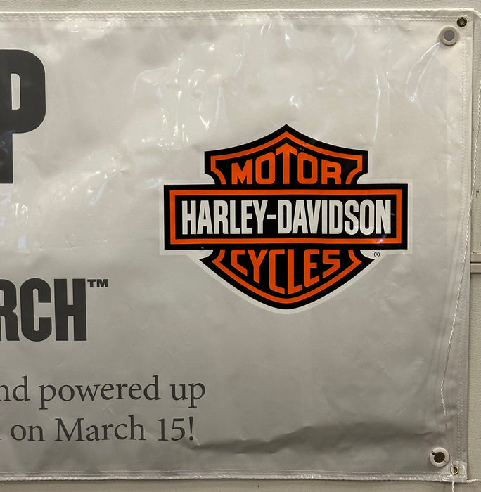 Harley Davidson Dealer Showroom Banner "Gear Up for the Rides Of March" 36" x 94   - TvMovieCards.com