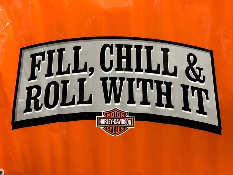 Harley Davidson Dealer Showroom Banner "Fill, Chill & Roll With It" 36" x 94   - TvMovieCards.com