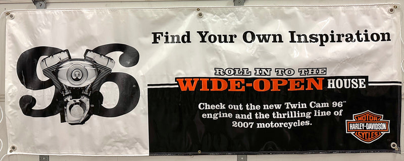 2007 Harley Davidson Dealer Showroom Banner "Twin Cam 96 Engine" 36" x 96"   - TvMovieCards.com