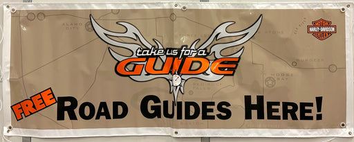 Harley Davidson Dealer Showroom Banner "Take Us For A Guide" 36" x 94   - TvMovieCards.com