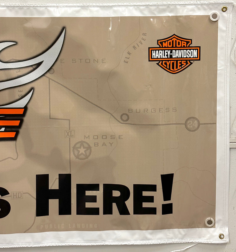 Harley Davidson Dealer Showroom Banner "Take Us For A Guide" 36" x 94   - TvMovieCards.com
