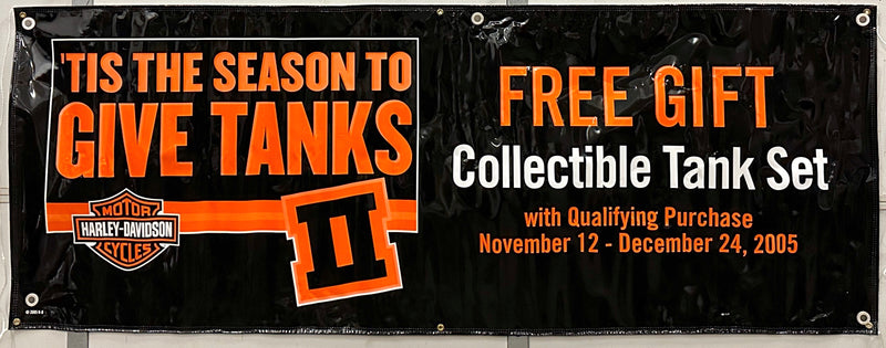 Harley Davidson Dealer Showroom Banner Tis the Season To Give Tanks II 36 x 94   - TvMovieCards.com