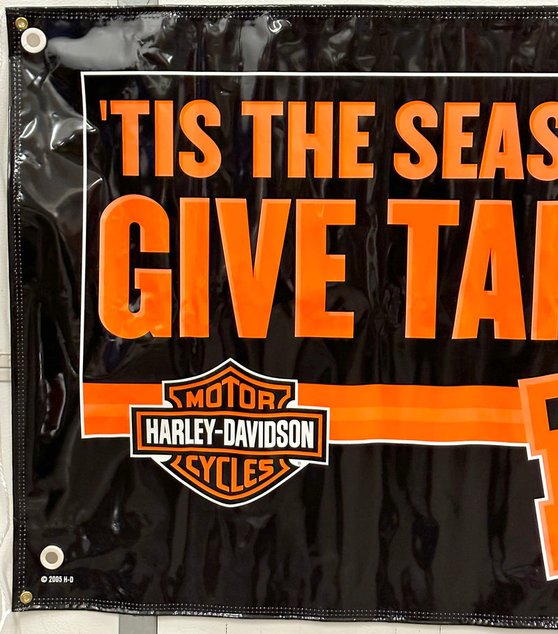 Harley Davidson Dealer Showroom Banner Tis the Season To Give Tanks II 36 x 94   - TvMovieCards.com