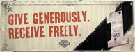 Harley Davidson Dealer Showroom Banner "Give Generously" Holiday 36" x 94   - TvMovieCards.com