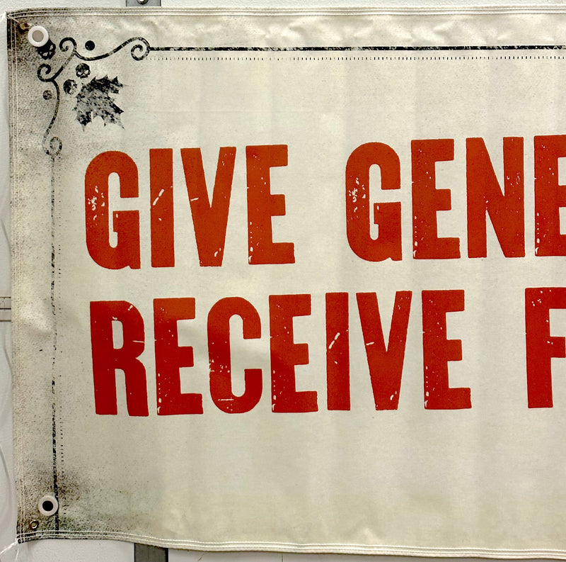 Harley Davidson Dealer Showroom Banner "Give Generously" Holiday 36" x 94   - TvMovieCards.com