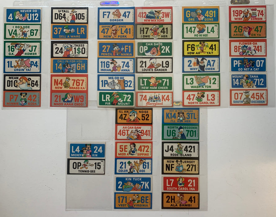 Walt Disney Crazy License Plates Sticker Set Complete Set 50 Stickers Wonder Bre - TvMovieCards.com