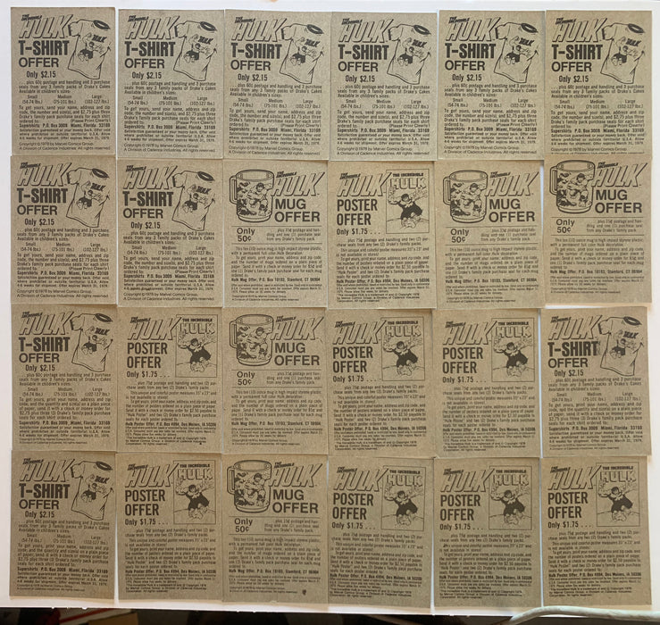 1978 Marvel Incredible Hulk Drake's Cakes Complete 24 Card Set 1978 - TvMovieCards.com