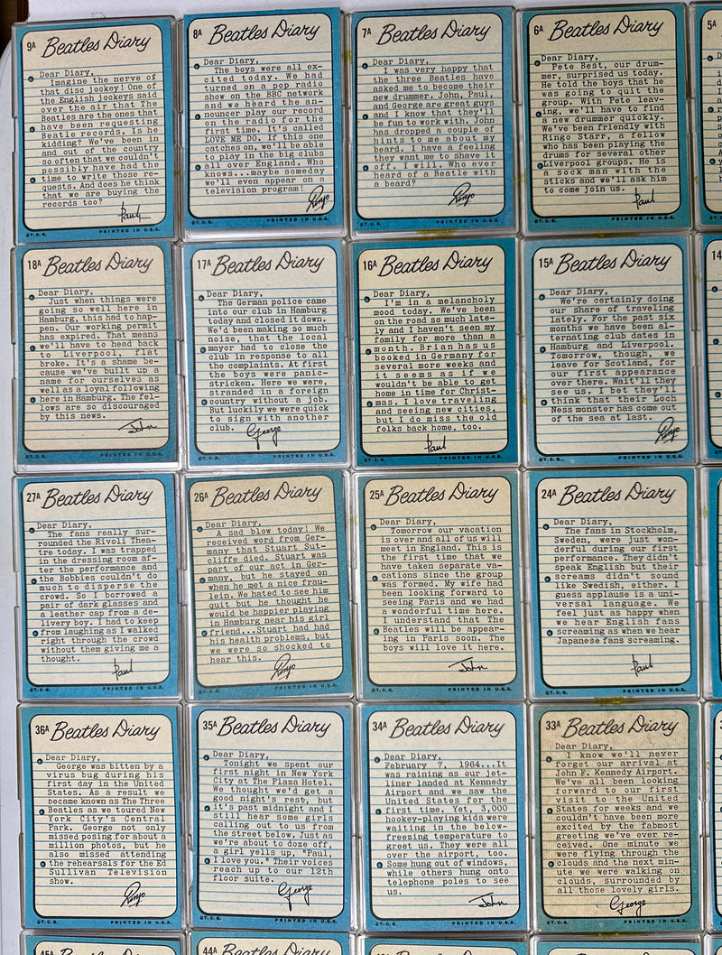 1964 Beatles Diary Complete Vintage Trading Card Set 60 cards #1A- #60A Color   - TvMovieCards.com
