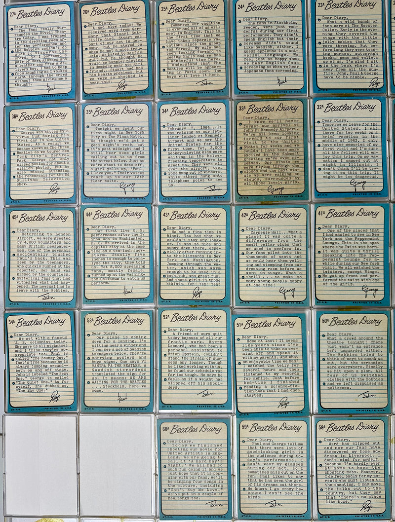 1964 Beatles Diary Complete Vintage Trading Card Set 60 cards #1A- #60A Color   - TvMovieCards.com