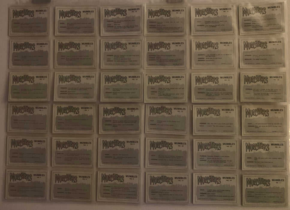 The Munsters TV Show Complete Trading Card Set 72 Cards 1964 Leaf
