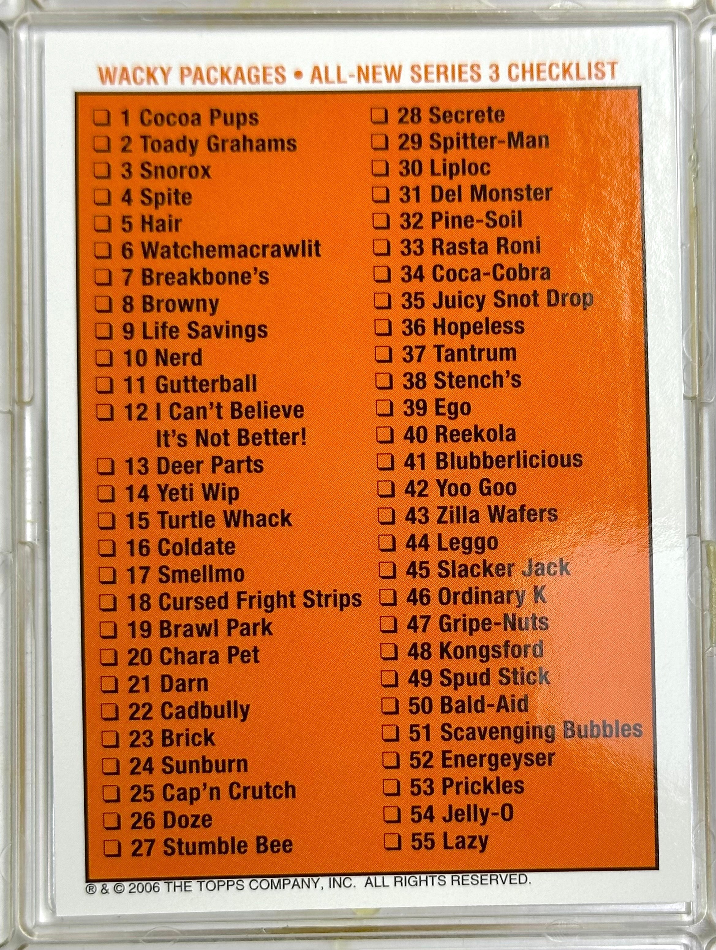 Wacky Packages ANS All New Series 3 Three 55 Sticker Trading Card