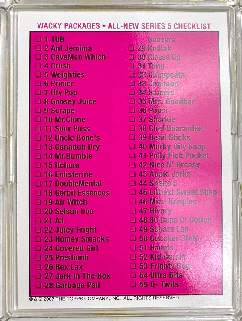 Wacky Packages ANS All New Series 5 Five 55 Sticker Trading Card Set Topps 2007   - TvMovieCards.com