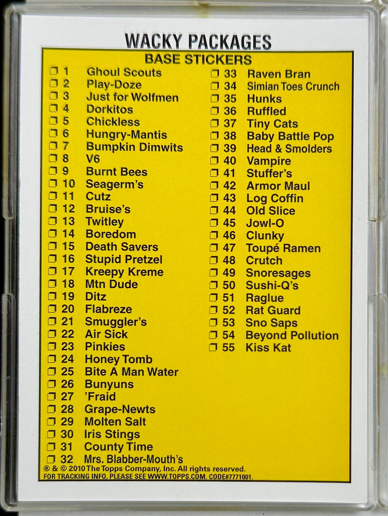 Wacky Packages ANS All New Series 7 Seven 55 Sticker Trading Card Set Topps 2010   - TvMovieCards.com