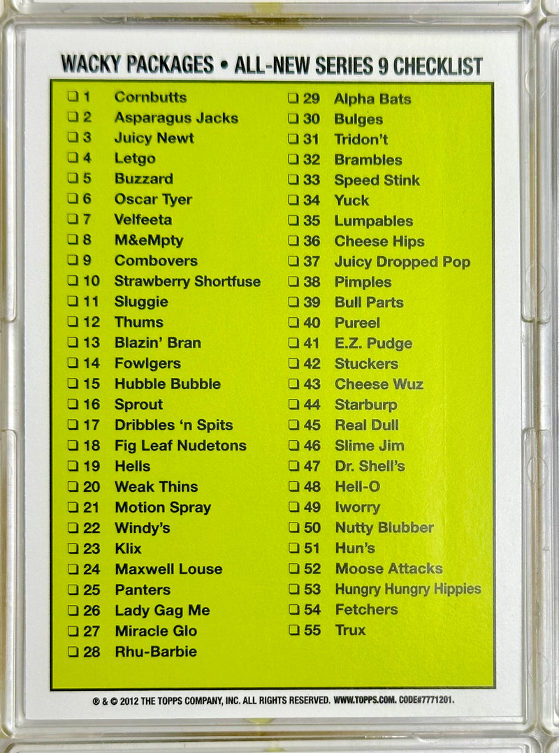 Wacky Packages ANS All New Series 9 Nine 55 Sticker Trading Card Set Topps 2012   - TvMovieCards.com