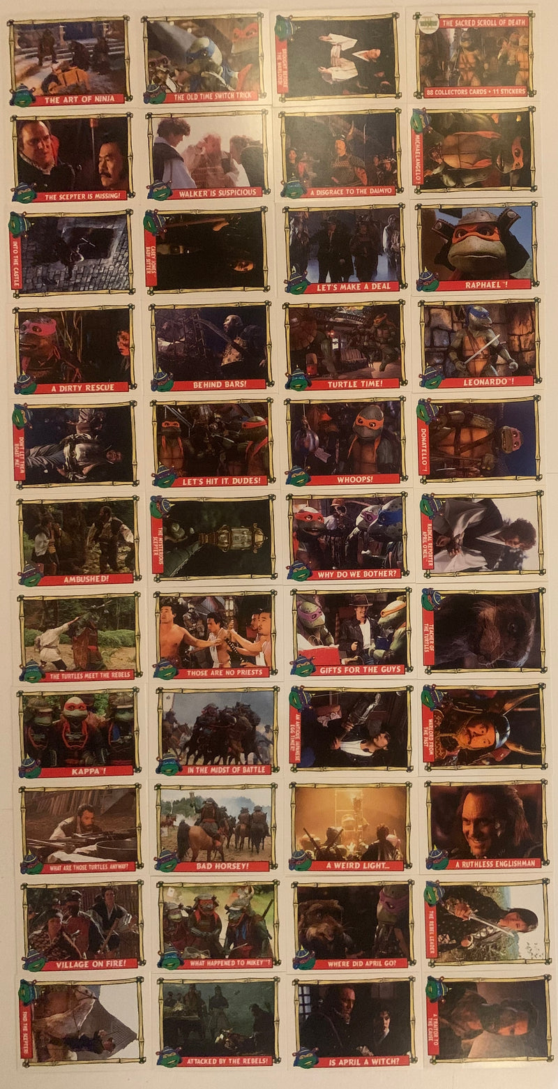 1992 Topps Teenage Mutant Ninja Turtles III Complete 88 Card + 11 Sticker Set NM - TvMovieCards.com