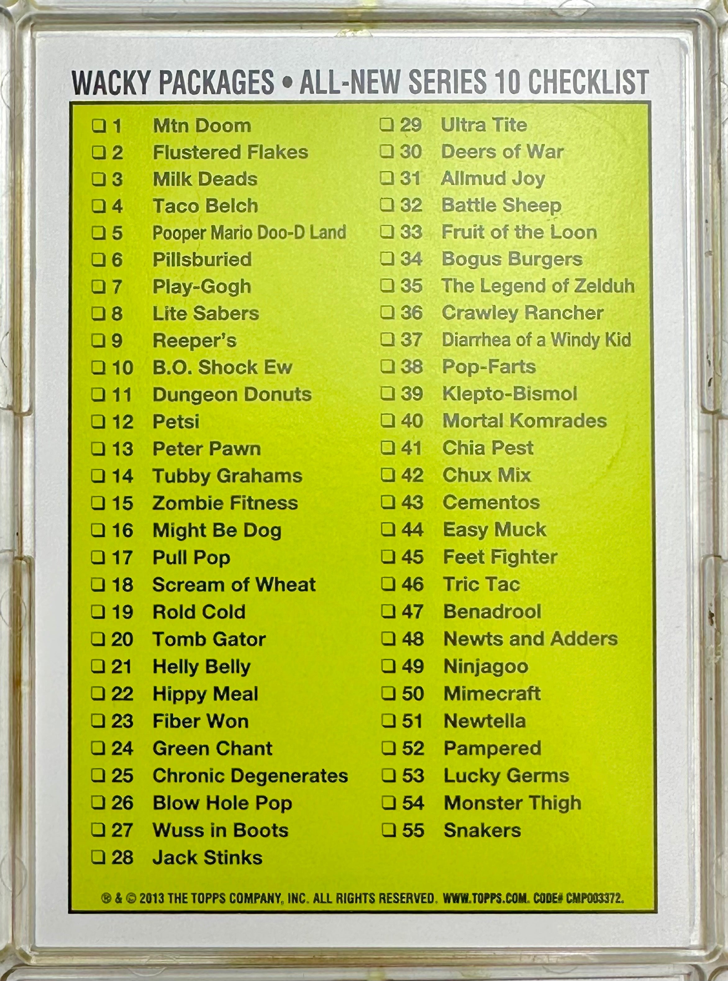 Wacky Packages ANS All New Series 10 Ten 55 Sticker Trading Card