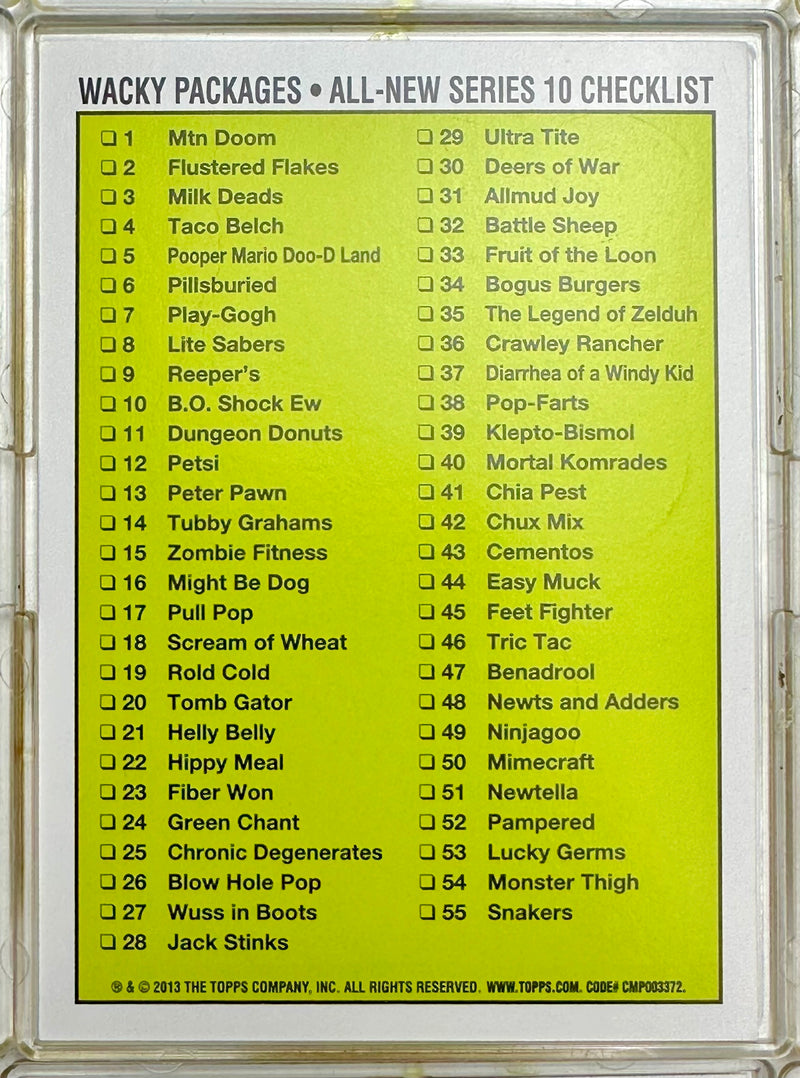 Wacky Packages ANS All New Series 10 Ten 55 Sticker Trading Card Set Topps 2013   - TvMovieCards.com