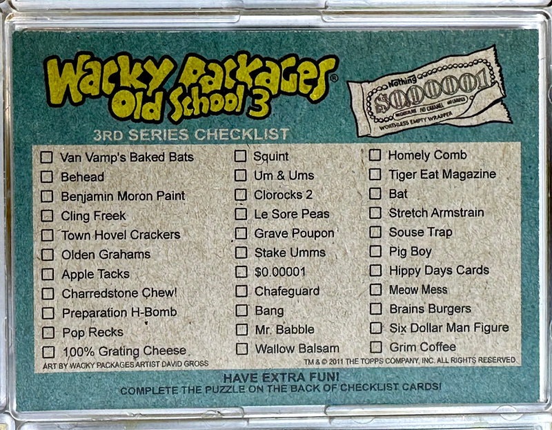 Wacky Packages Old School Series 3 Tan 58 Sticker / Puzzle Card Set Topps 2012   - TvMovieCards.com
