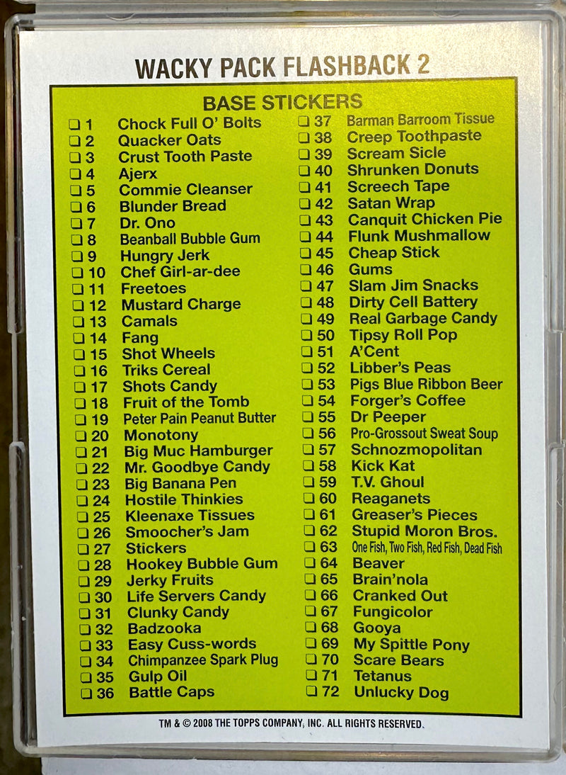Wacky Packages Series 2 Flashback 72 Sticker Trading Card Set Topps 2008   - TvMovieCards.com