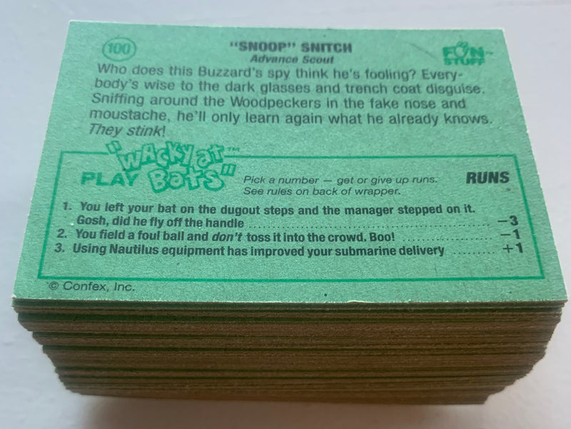 Wacky At Bats Card Set 100 Swear Scratch Steal Baseball Parody Cards 1991 Confax - TvMovieCards.com