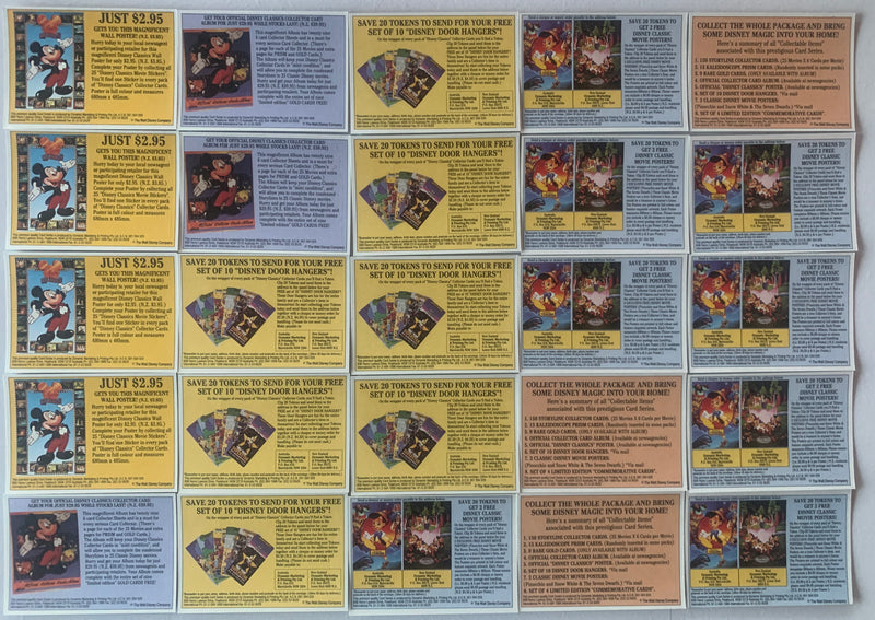 1993 Disney Classics 25 Sticker Set Movie Poster Set by Dynamic Marketing Austra - TvMovieCards.com