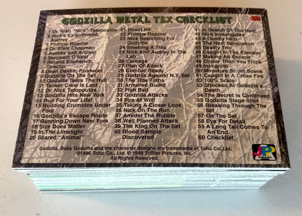 1998 JPP Amada Godzilla Movie Premium Base Card Set 60 Metal-Tex Foil Cards NM - TvMovieCards.com