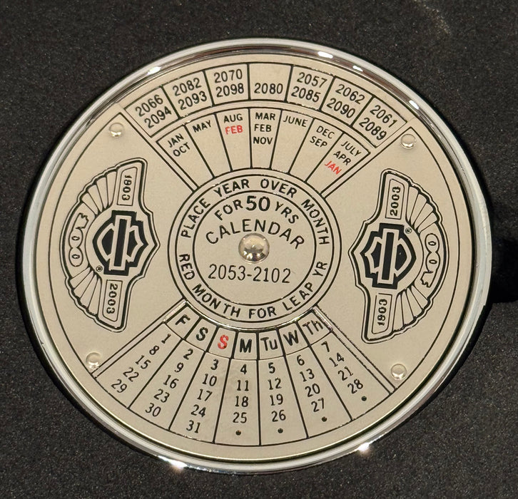 Harley Davidson 100th Anniversary 50 Year Perpetual Calendar Disk / Dial - TvMovieCards.com
