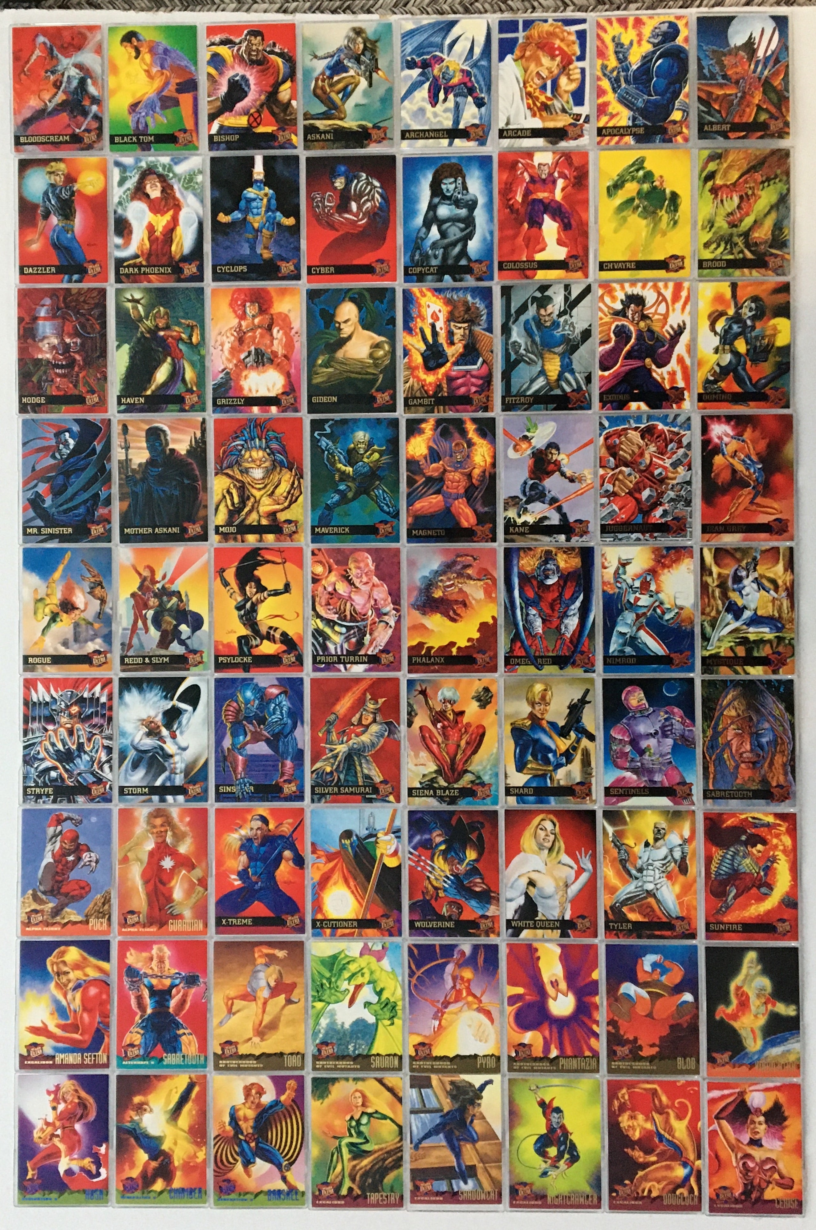 Marvel X-Men 1995 Fleer Ultra 150 Base Trading Card Set