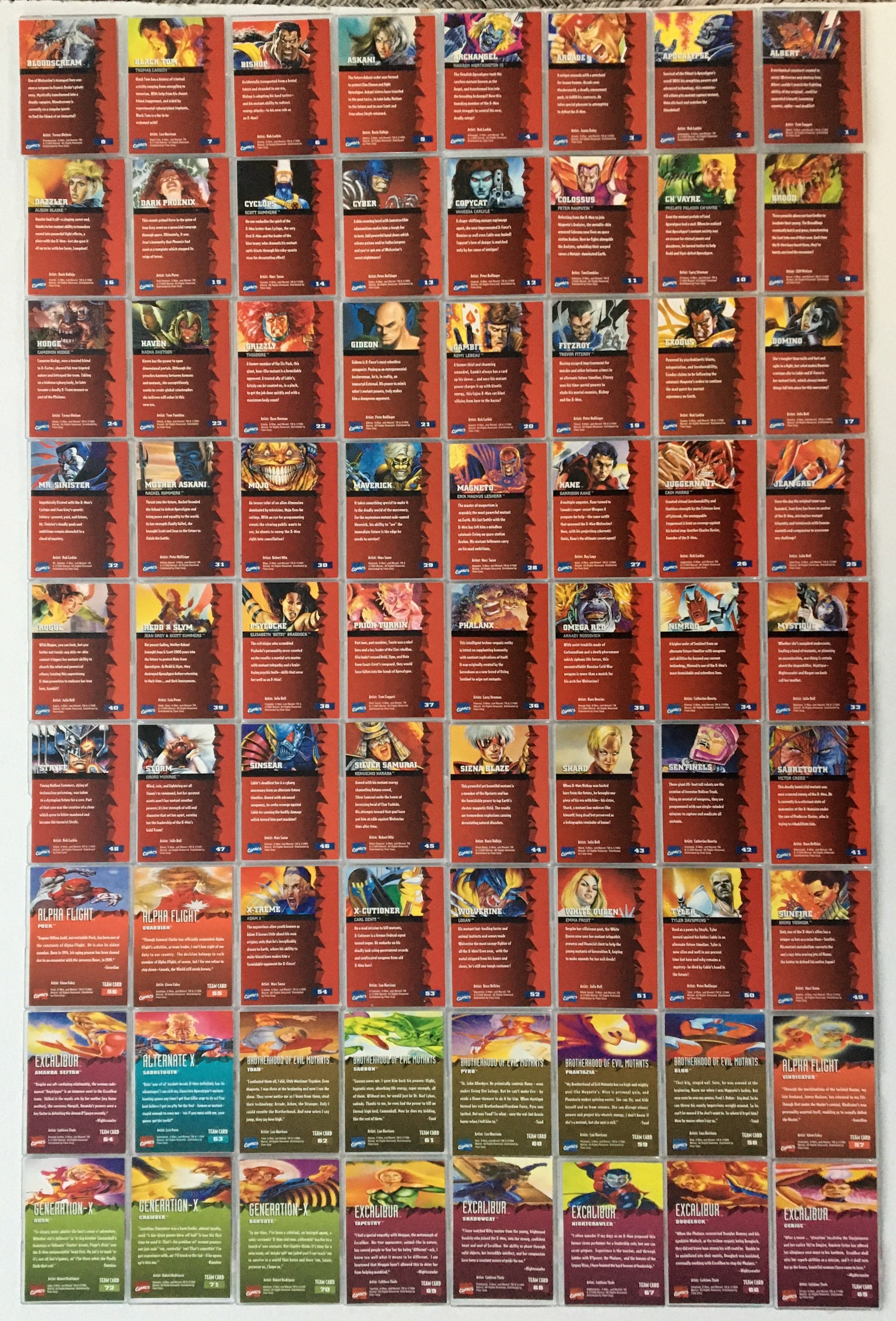 Marvel X-Men 1995 Fleer Ultra 150 Base Trading Card Set