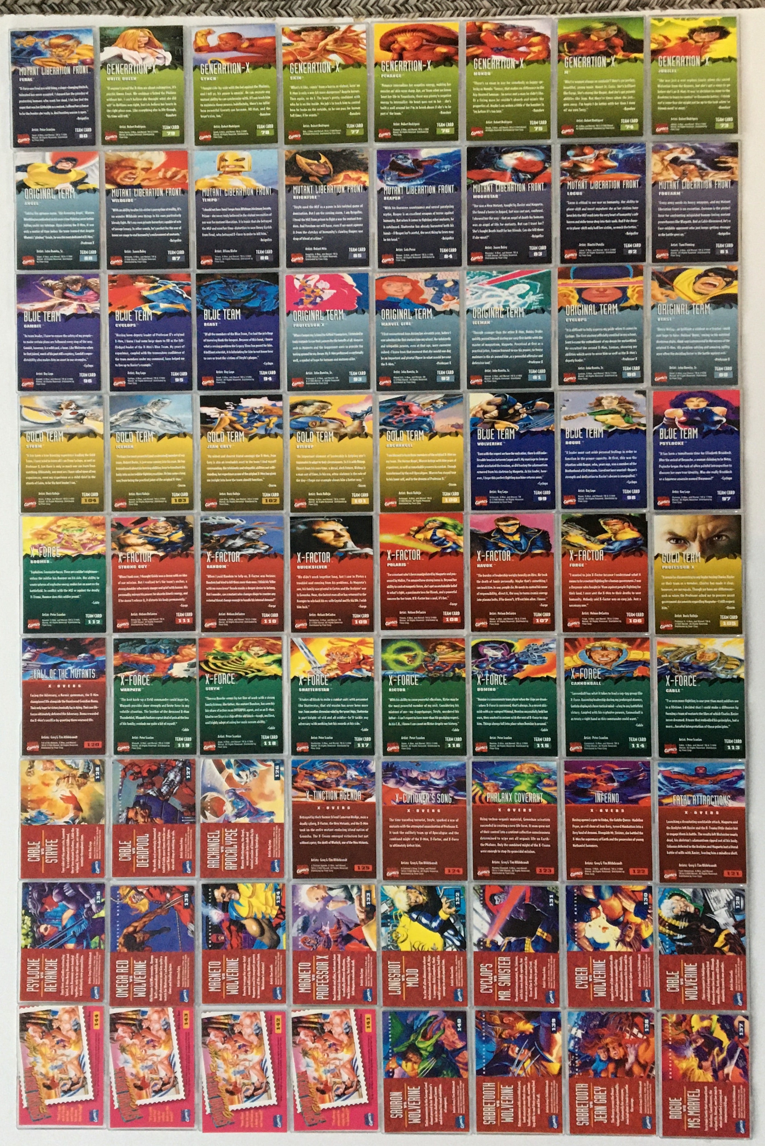 Marvel X-Men 1995 Fleer Ultra 150 Base Trading Card Set