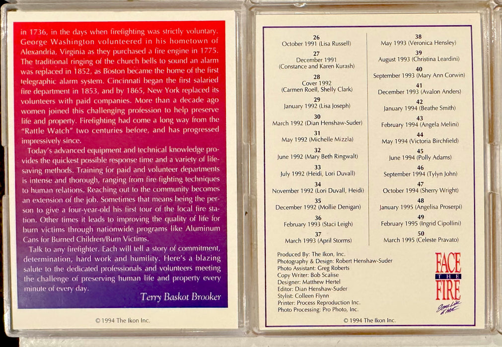 1994 Face The Fire Sexy Calendar Trading Card Set of 50 Cards Chicago FD NYFD - TvMovieCards.com