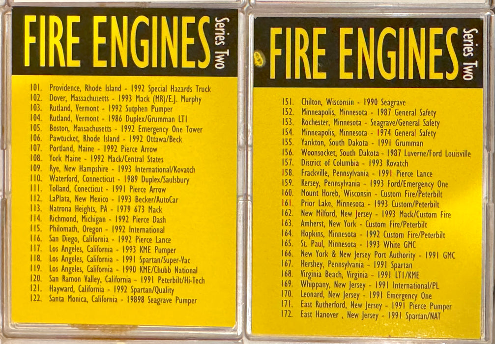 1993 Bon Air Fire Engines Series 2 Trading Card Set of 100 Cards Chicago FD NYFD - TvMovieCards.com