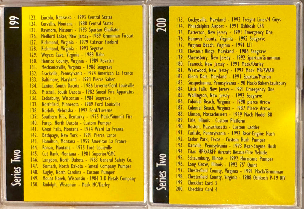 1993 Bon Air Fire Engines Series 2 Trading Card Set of 100 Cards Chicago FD NYFD - TvMovieCards.com