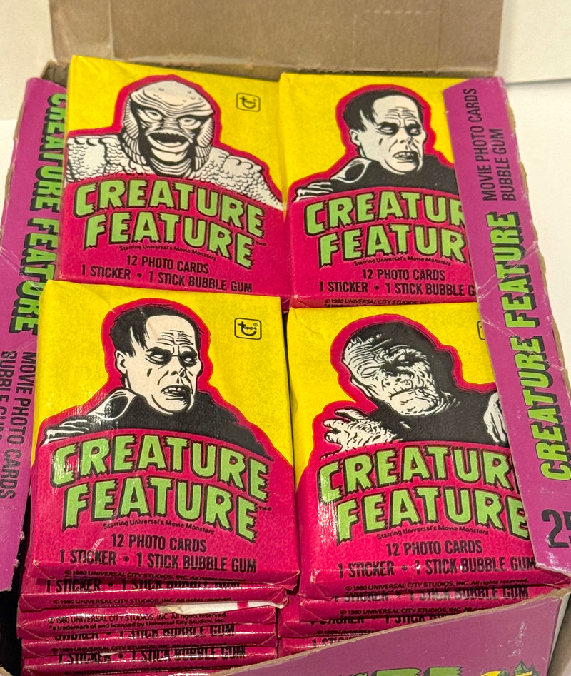 1980 Creature Feature Vintage FULL 36 Pack Trading Card Wax Box Topps Monsters - TvMovieCards.com