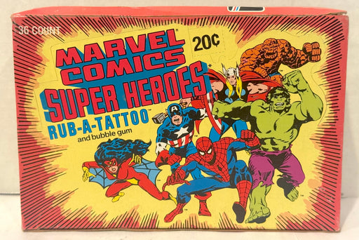 1980 Donruss Marvel Comics Super Heroes Rub-A-Tattoo Box 36ct - TvMovieCards.com