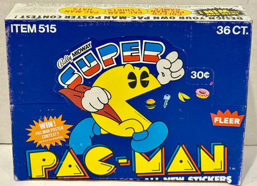 1982 Midway Super Pac-Man FULL 36 Wax Pack Sticker Trading Card Box Fleer - TvMovieCards.com
