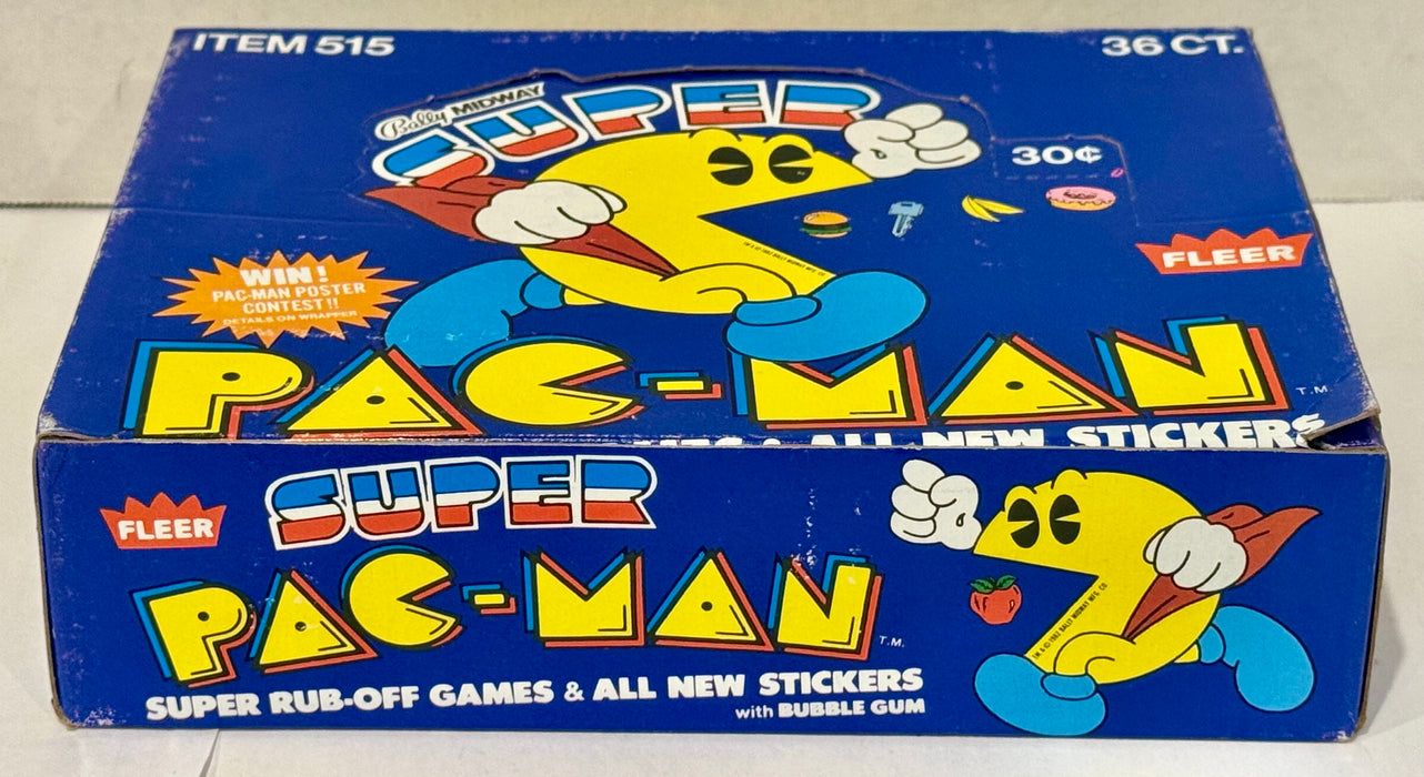 1982 Midway Super Pac-Man FULL 36 Wax Pack Sticker Trading Card Box Fleer - TvMovieCards.com