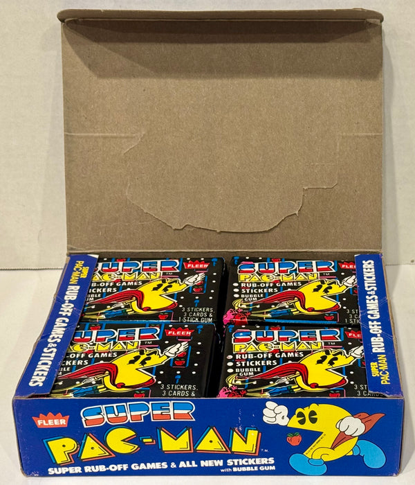 1982 Midway Super Pac-Man FULL 36 Wax Pack Sticker Trading Card Box Fleer - TvMovieCards.com