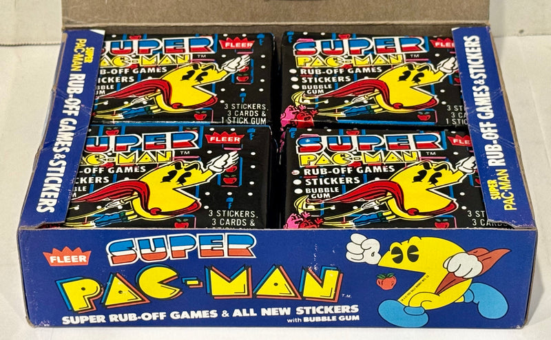 1982 Midway Super Pac-Man FULL 36 Wax Pack Sticker Trading Card Box Fleer - TvMovieCards.com