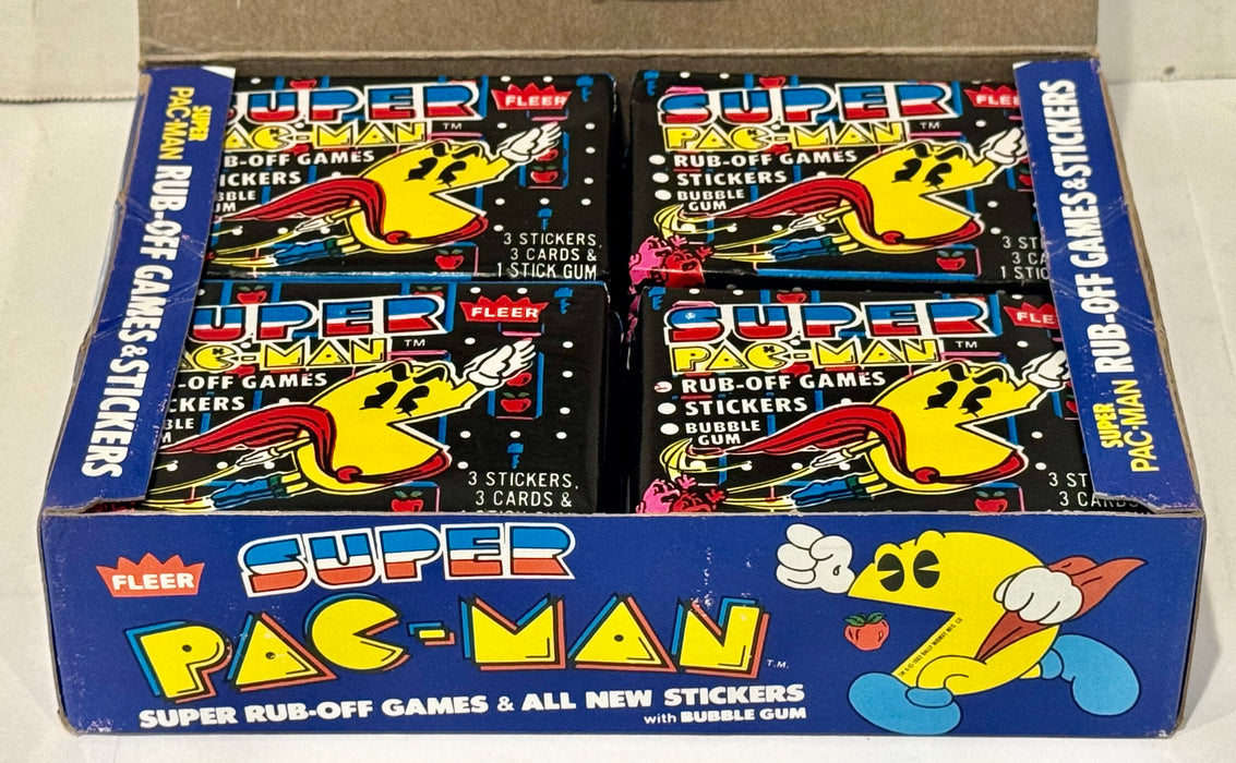1982 Midway Super Pac-Man FULL 36 Wax Pack Sticker Trading Card Box Fleer - TvMovieCards.com