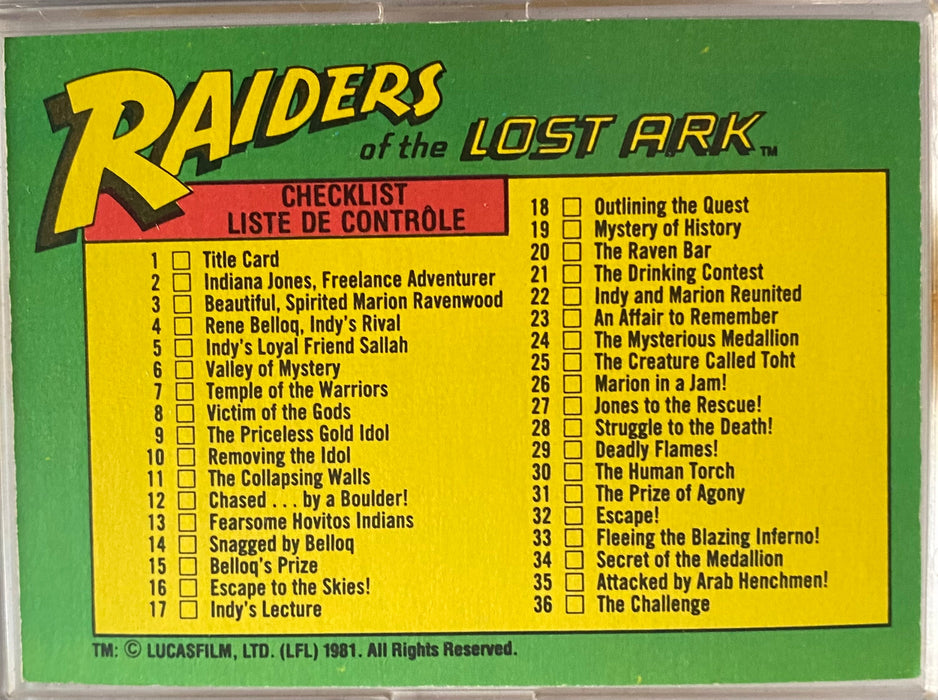 1981 Indiana Jones Raiders of the Lost Ark Card Set 88 Cards O-Pee-Chee OPC   - TvMovieCards.com