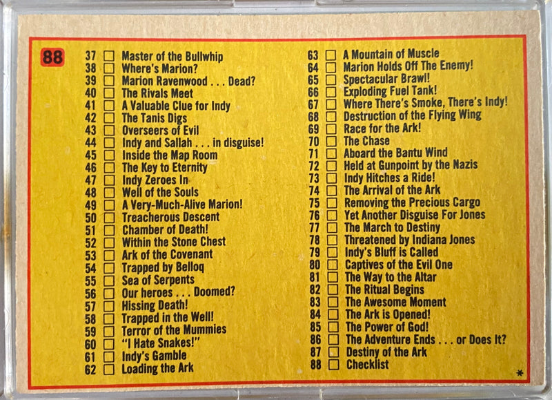 1981 Indiana Jones Raiders of the Lost Ark Card Set 88 Cards O-Pee-Chee OPC   - TvMovieCards.com