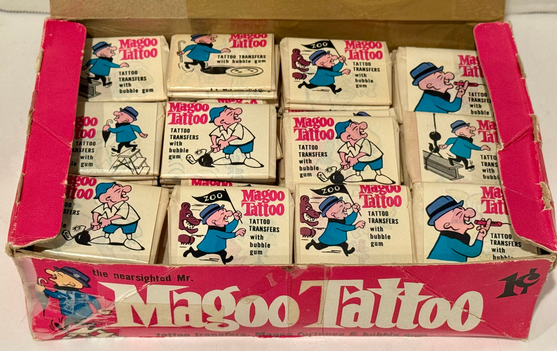 1967 Fleer Mr. Magoo Tattoo Wax Box Full 120ct Wax Packs - TvMovieCards.com