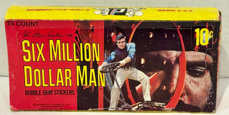 1975 Donruss Six Million Dollar Man Vintage Wax Trading Card Box Full 24 Packs - TvMovieCards.com