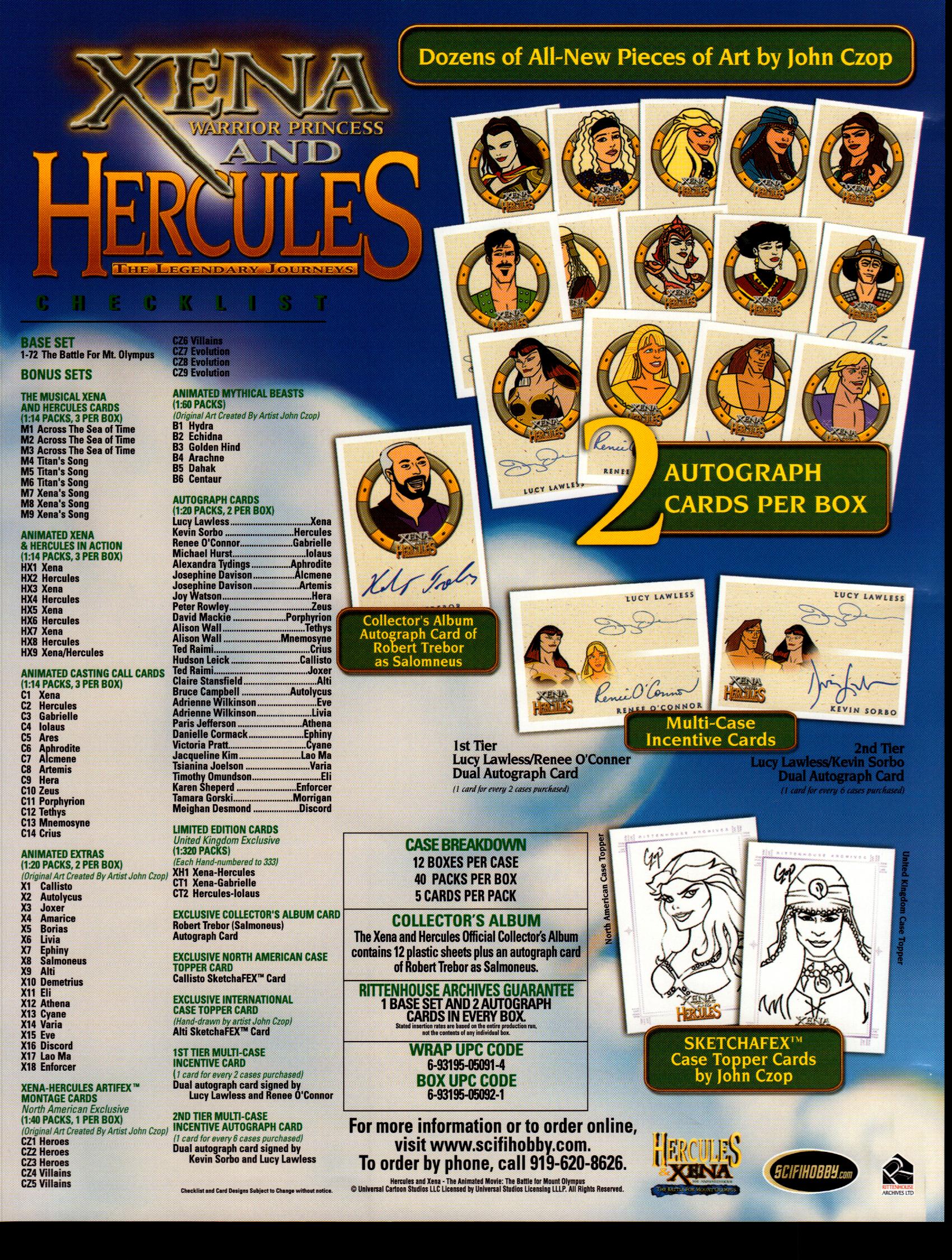 Xena & Hercules Animated Adventures Trading Card Dealer Sell Sheet