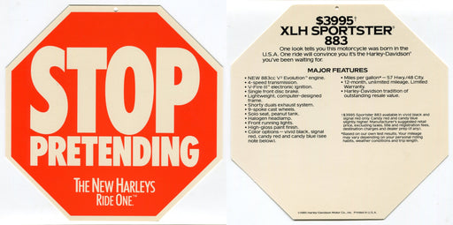 1985 Harley Davidson XLH 883 Sportster "Stop Pretending" Dealer Hang Tag   - TvMovieCards.com