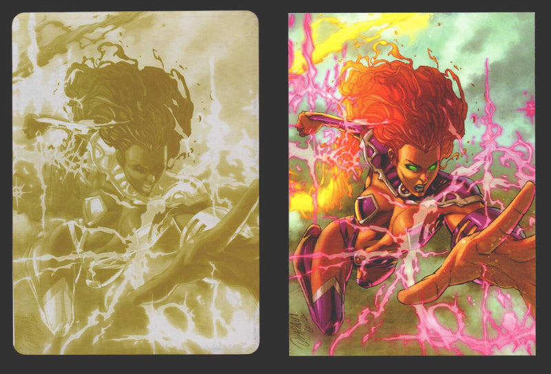 2012 DC Comics The New 52 Base Card Printing Plate #47 Starfire Yellow   - TvMovieCards.com