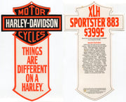 1987 Harley Davidson XLH Sportster 883 "Things Are Different" Dealer Hang Tag   - TvMovieCards.com