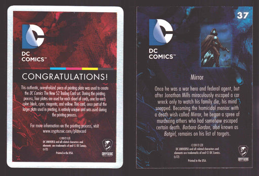 2012 DC Comics The New 52 Base Card Printing Plate 1/1 #37 Mirror Cyan   - TvMovieCards.com