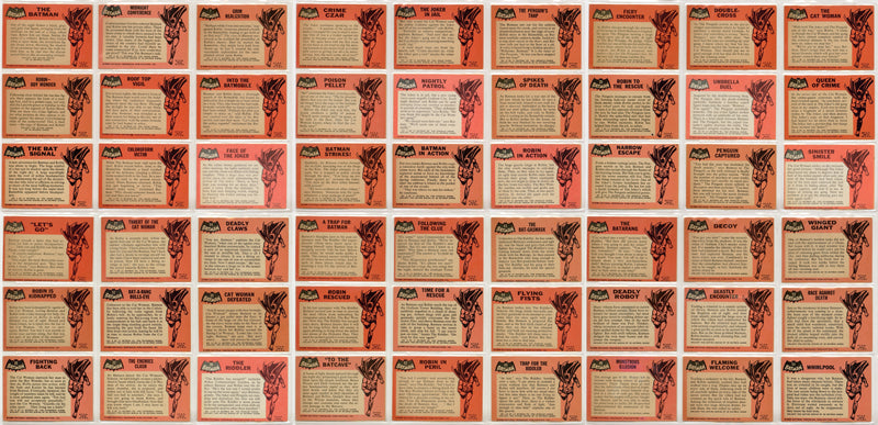 1966 Batman (Black Bat) Complete Vintage Trading Card Set 55/55 Cards Topps
